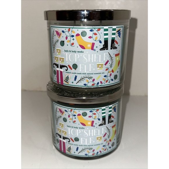 2 Bath & Body Works TOP SHELF ELF 2023 Scented 3-Wick Candle 14.5 oz NEW Set Lot - Picture 2 of 15